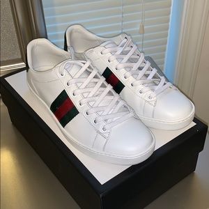 Gucci white, red and green sneakers